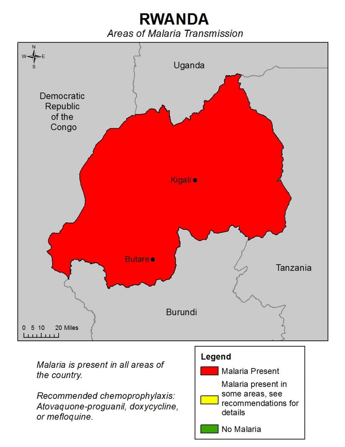 نقشه رواندا مالاریا